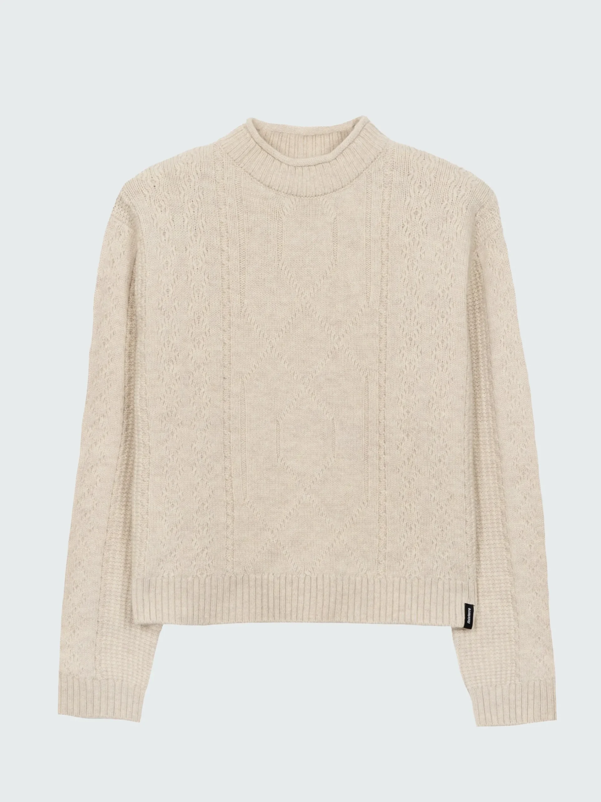 Discount Finisterre Women's Berneray Cable Crew Sweater PebbleGrey