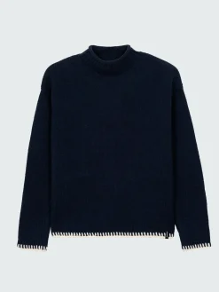 Clearance Finisterre Women's Blanket Stitch Taran Sweater Navy