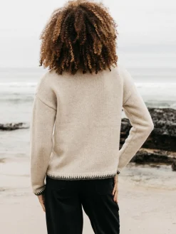 Flash Sale Finisterre Women's Blanket Stitch Taran Sweater Oatmeal