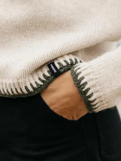 Flash Sale Finisterre Women's Blanket Stitch Taran Sweater Oatmeal