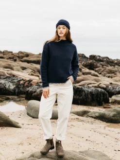 Clearance Finisterre Women's Blanket Stitch Taran Sweater Navy