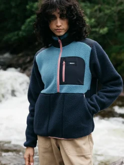 Outlet Finisterre Women's Bolster 1/4 Zip Fleece Navy/OceanStorm/HeatherMist