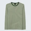 Shop Finisterre Women's Eldon Long Sleeve T-Shirt PineShadow/Ecru/TeaGreen