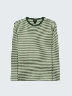 Shop Finisterre Women's Eldon Long Sleeve T-Shirt PineShadow/Ecru/TeaGreen