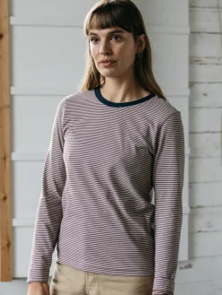 Cheap Finisterre Women's Eldon Long Sleeve T-Shirt Fig/Ecru