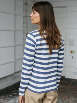 Discount Finisterre Women's Eldon Long Sleeve T-Shirt CoastalFjord/Ecru