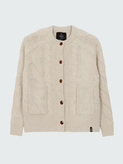 Hot Finisterre Women's Ennis Cable Knit Cardigan Oatmeal