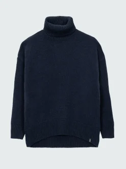 Store Finisterre Women's Eyre Roll Neck Knit Sweater Navy