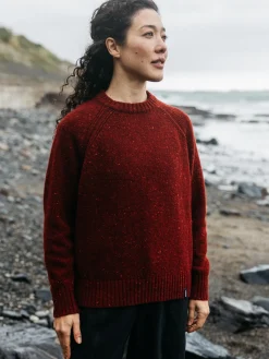 Flash Sale Finisterre Women's Farne Crew Neck Knit Jumper BerryRed