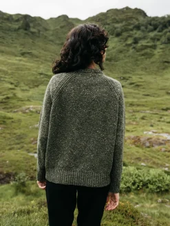 Shop Finisterre Women's Farne Crew Neck Knit Sweater Olive