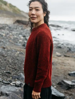Flash Sale Finisterre Women's Farne Crew Neck Knit Jumper BerryRed