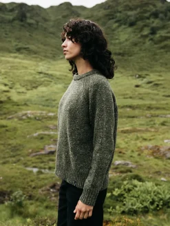 Shop Finisterre Women's Farne Crew Neck Knit Sweater Olive