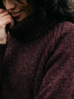 Discount Finisterre Women's Farne Roll Neck Knit Sweater BlackCherry