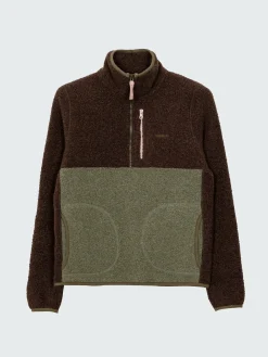 Best Sale Finisterre Women's Hegen 1/4 Zip Wool Fleece WillowGreen/SealBrown