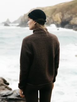 Best Sale Finisterre Women's Hegen 1/4 Zip Wool Fleece WillowGreen/SealBrown