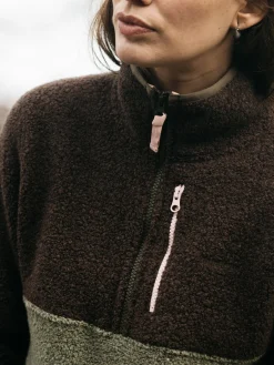 Best Sale Finisterre Women's Hegen 1/4 Zip Wool Fleece WillowGreen/SealBrown