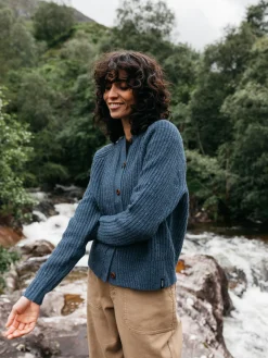 Sale Finisterre Women's Mora Crew Neck Cardigan Denim