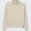 Clearance Finisterre Women's Mora Roll Neck Knit Sweater Ecru