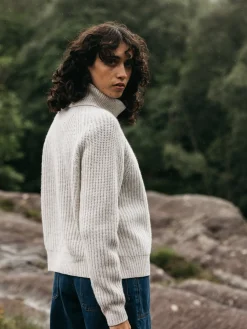 Clearance Finisterre Women's Mora Roll Neck Knit Sweater Ecru
