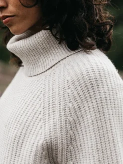 Clearance Finisterre Women's Mora Roll Neck Knit Sweater Ecru