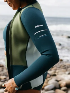 Hot Finisterre Women's Nieuwland 2mm Yulex® Long Sleeve Top Teal/Khaki/Aqua