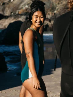 Flash Sale Finisterre Women's Nieuwland 2mm Yulex® Swimsuit Teal/Khaki/Aqua