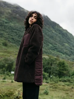 Outlet Finisterre Women's Orsik Fleece Longline Jacket SealBrown