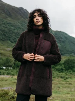 Outlet Finisterre Women's Orsik Fleece Longline Jacket SealBrown