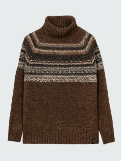 Outlet Finisterre Women's Rocall Fair Isle Roll Neck Sweater ChocolateMulti