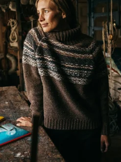 Outlet Finisterre Women's Rocall Fair Isle Roll Neck Sweater ChocolateMulti
