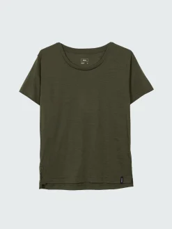 New Finisterre Women's Seeker Merino Scoop Neck T-Shirt Olive