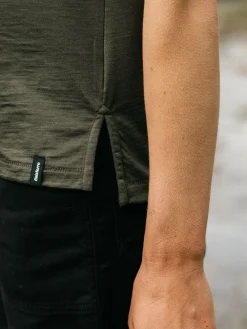 New Finisterre Women's Seeker Merino Scoop Neck T-Shirt Olive