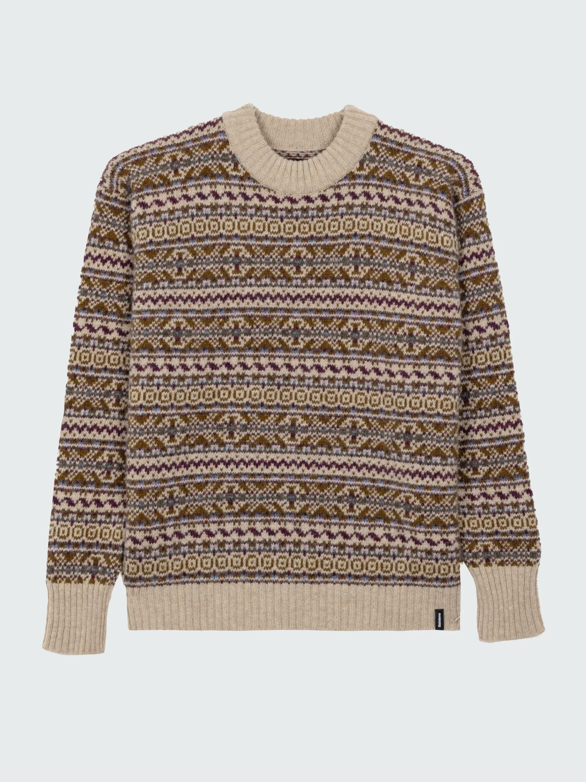 Best Finisterre Women's Shetland Fairisle Sweater BlackCherry/Ecru/HeatherMistMulti