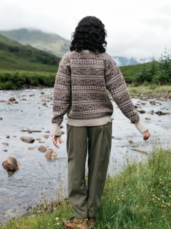Best Finisterre Women's Shetland Fairisle Sweater BlackCherry/Ecru/HeatherMistMulti