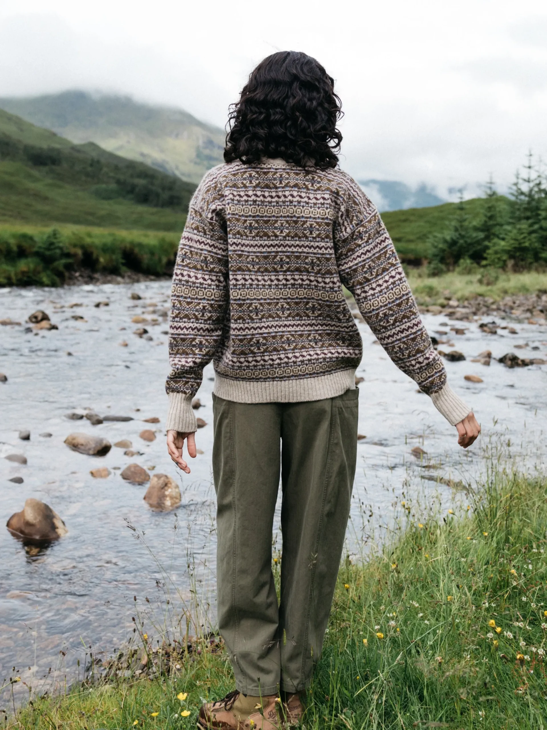 Best Finisterre Women's Shetland Fairisle Sweater BlackCherry/Ecru/HeatherMistMulti