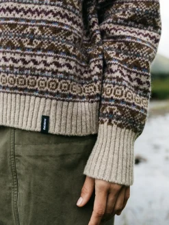 Best Finisterre Women's Shetland Fairisle Sweater BlackCherry/Ecru/HeatherMistMulti