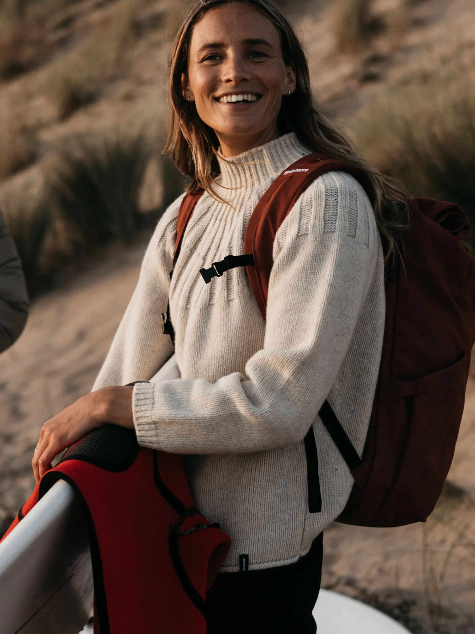 Fashion Finisterre Women's Stornoway Cable Yoke Sweater Oatmeal
