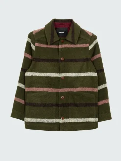 Outlet Finisterre Women's Stowe Blanket Jacket OliveStripeMulti