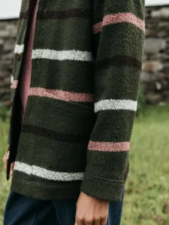 Outlet Finisterre Women's Stowe Blanket Jacket OliveStripeMulti