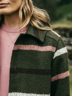 Outlet Finisterre Women's Stowe Blanket Jacket OliveStripeMulti